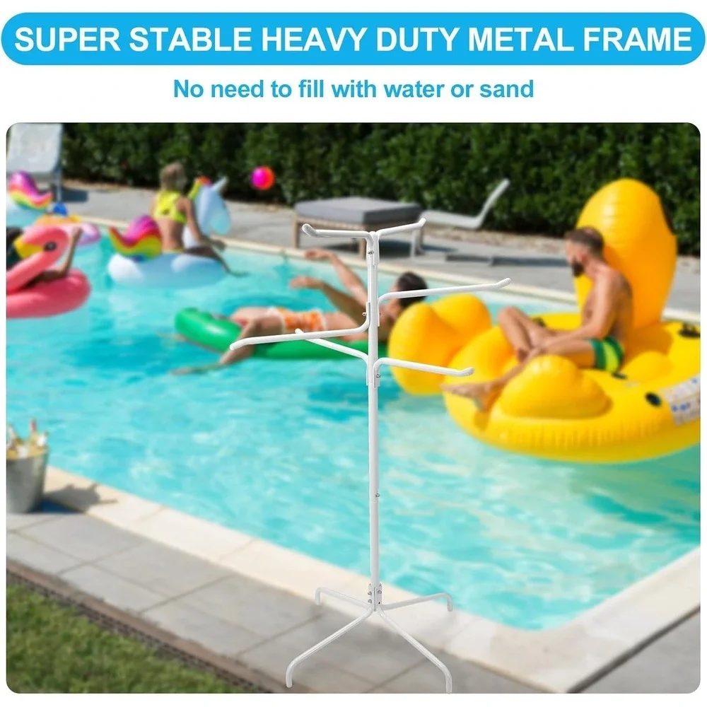 Pool Towel Rack Outdoor Heavy Duty Freestanding Towel Holder Stand W/ 6 Bars